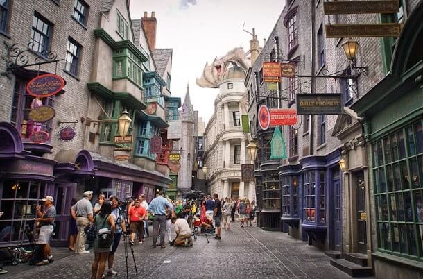 Beco Diagonal do Harry Potter no Parque Universal Studios em Orlando