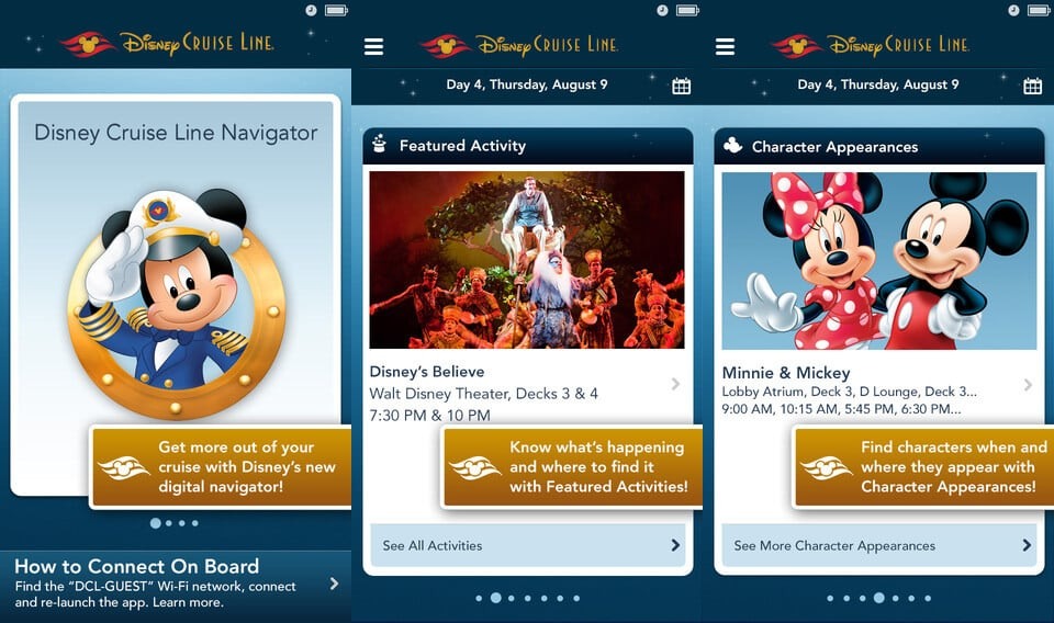 Aplicativo de Cruzeiros Disney Cruise Line Navigator