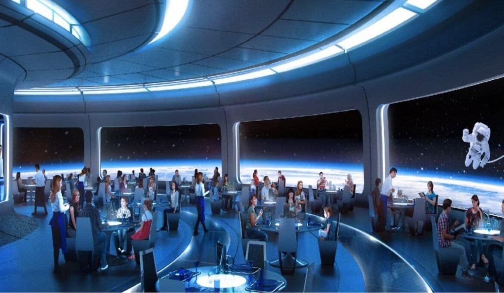 Space Restaurant no Epcot da Disney em Orlando: Decoração do espaço