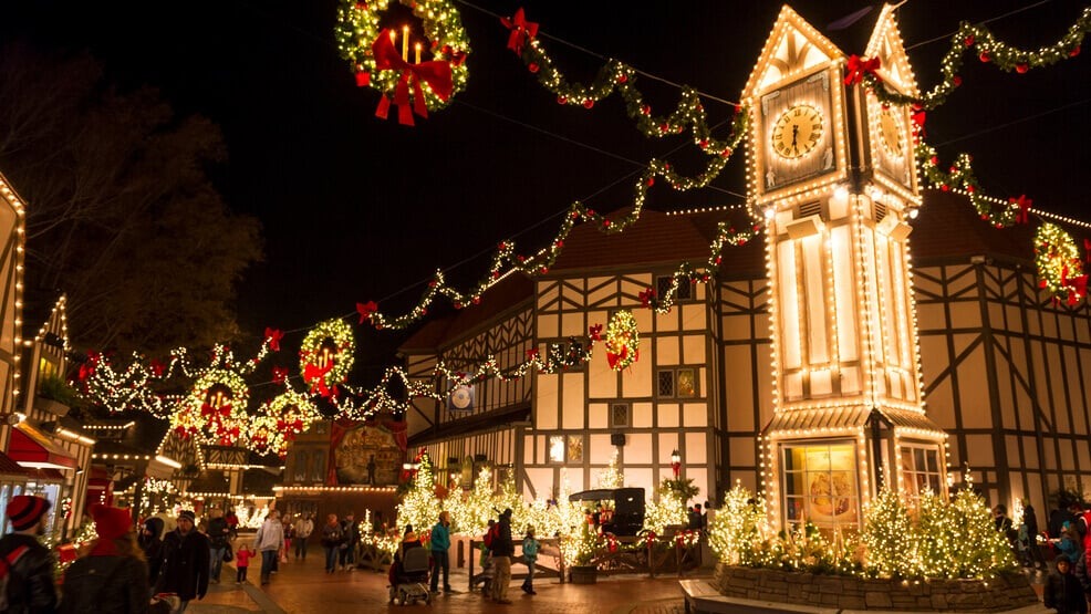 Decoração no Natal no Busch Gardens: Christmas Town