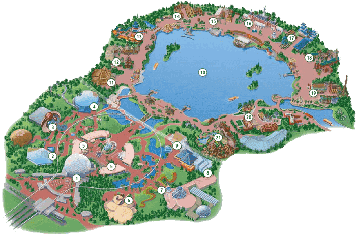 Como é dividido o parque Epcot na Disney em Orlando