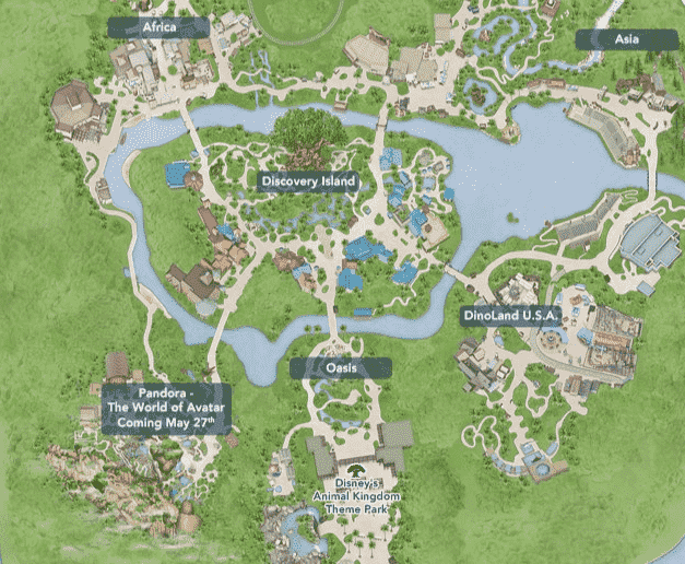 Mapa do Parque Disney Animal Kingdom em Orlando