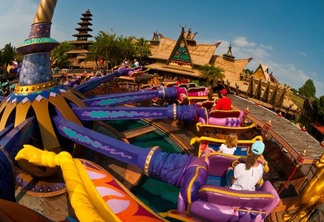 The Magic Carpets of Aladdin ride, Adventureland, Magic Kingdom, Walt Disney World, Orlando, Florida USA