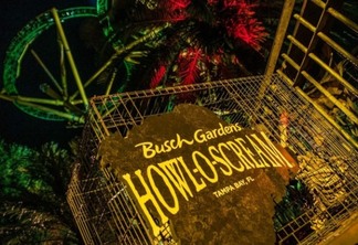 Placa do Halloween Howl-O-Scream no Busch Gardens Tampa