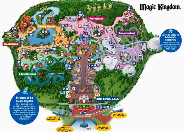 Mapa del Parque Disney Magic Kingdom en Orlando