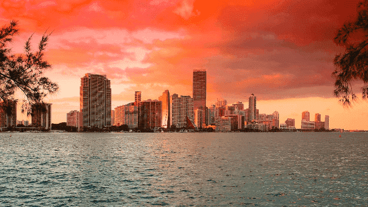 Vista de Miami al atardecer