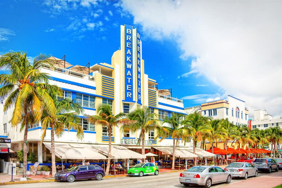Hotel na Ocean Drive en Miami