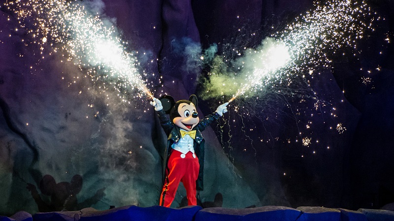 Mickey no Show Fantasmic da Disney no Hollywood Studios