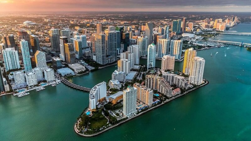 Vista do entardecer em Miami