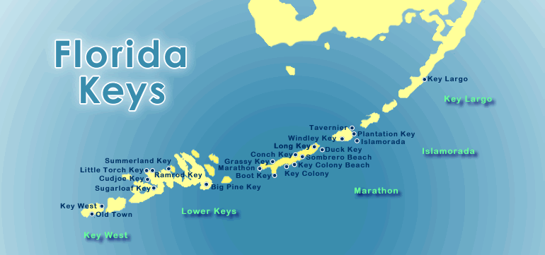 Mapa das ilhas Florida Keys
