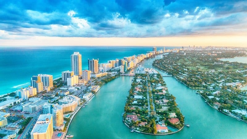 Vista aérea da cidade de Miami