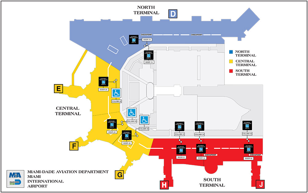 Mapa do Aeroporto Internacional de Miami (MIA)