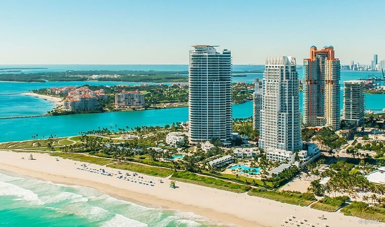 Vista da praia em Miami
