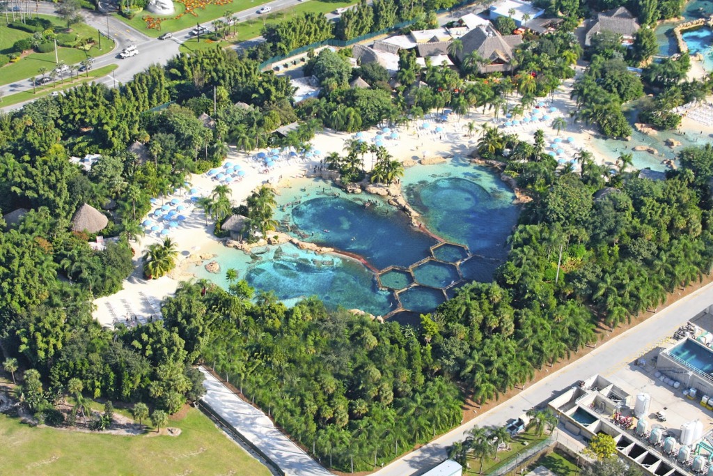 Vista aérea do parque Discovery Cove em Orlando