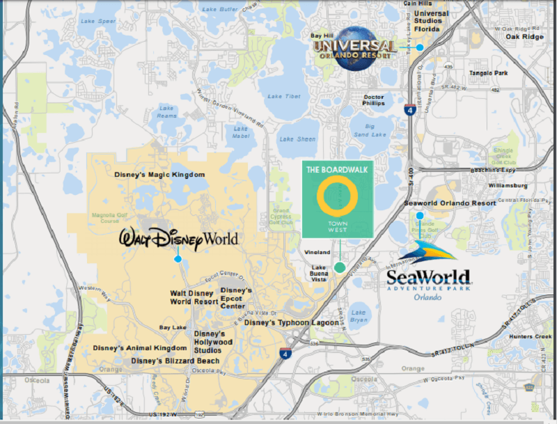 Localização do O-Town West em Orlando