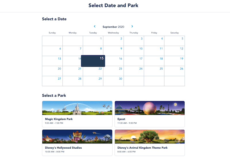 Passo 3 de como fazer a reserva para visitar os parques da Disney Orlando