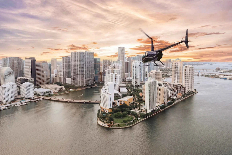Vista do tour de helicóptero em Miami