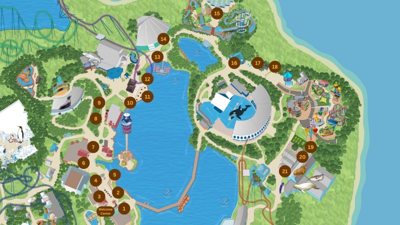Mapa do Festival Craft Beer no parque SeaWorld Orlando em 2023